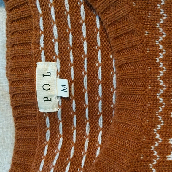 Pol Fair Isle reindeer Holiday Christmas sweater, size medium in Brown - Picture 2 of 3